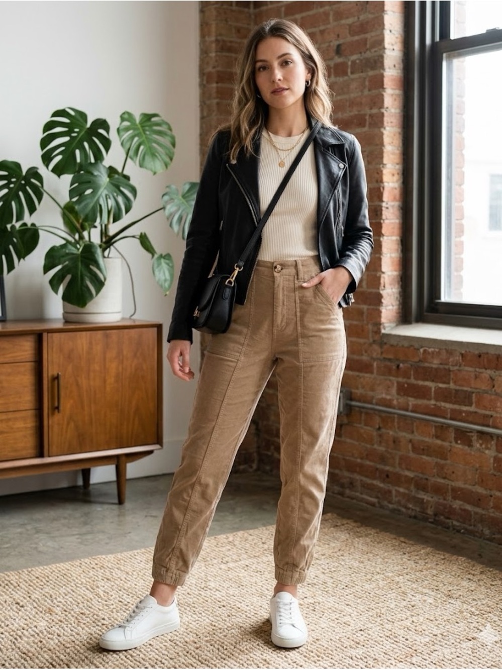 Zara Tan High Waited Trouser Pants Relaxed Fit Size Small